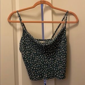 NWT! Abercrombie Green Floral Cowl Neck Crop Top